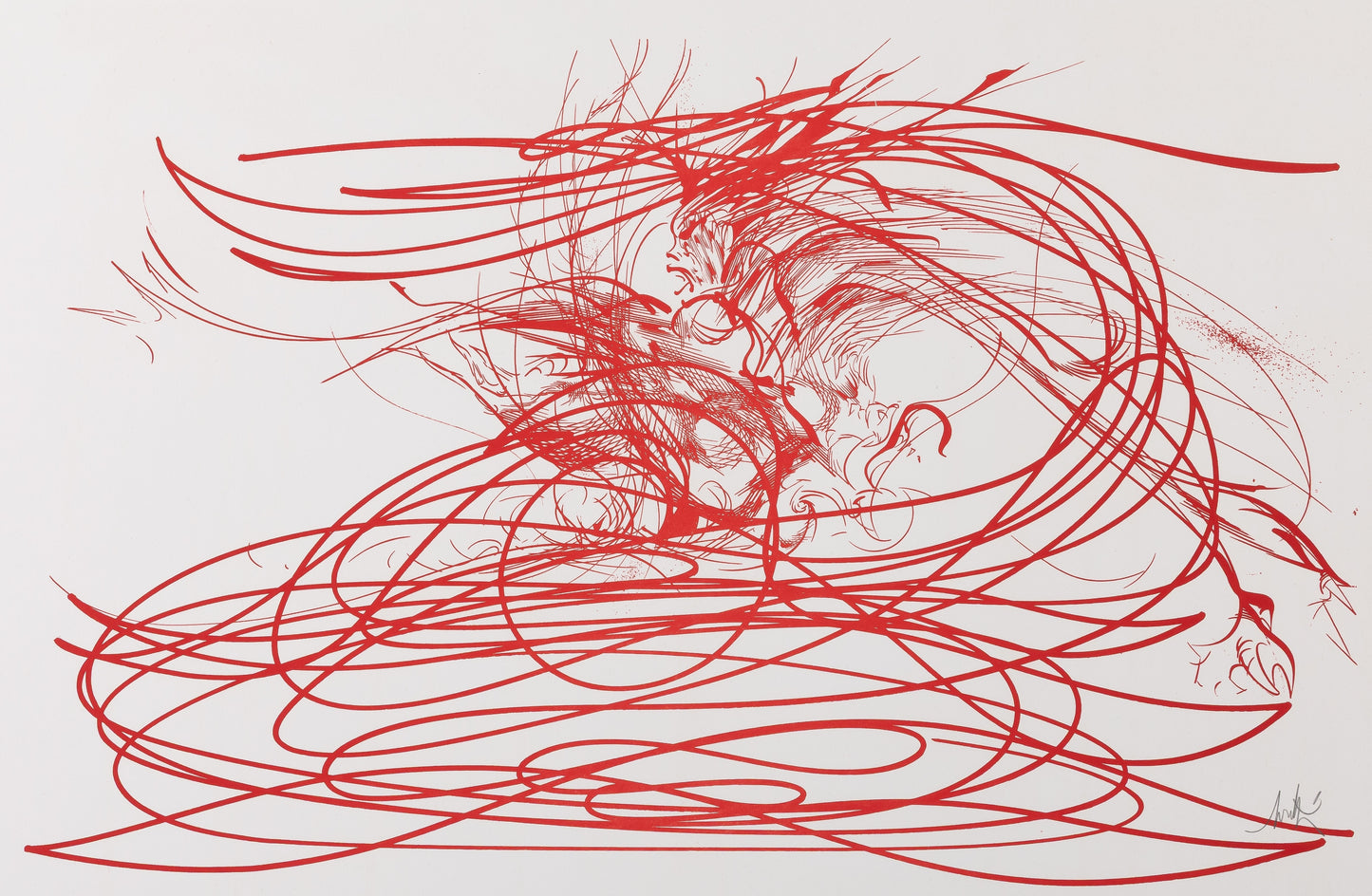 Raymond MORETTI : Les illuminations de Rimbaud en rouge - Sérigraphie originale signée