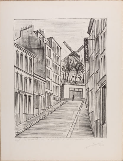 Angelo MOZZICONACCI : Le moulin de la Galette à Montmartre - Lithographie originale signée