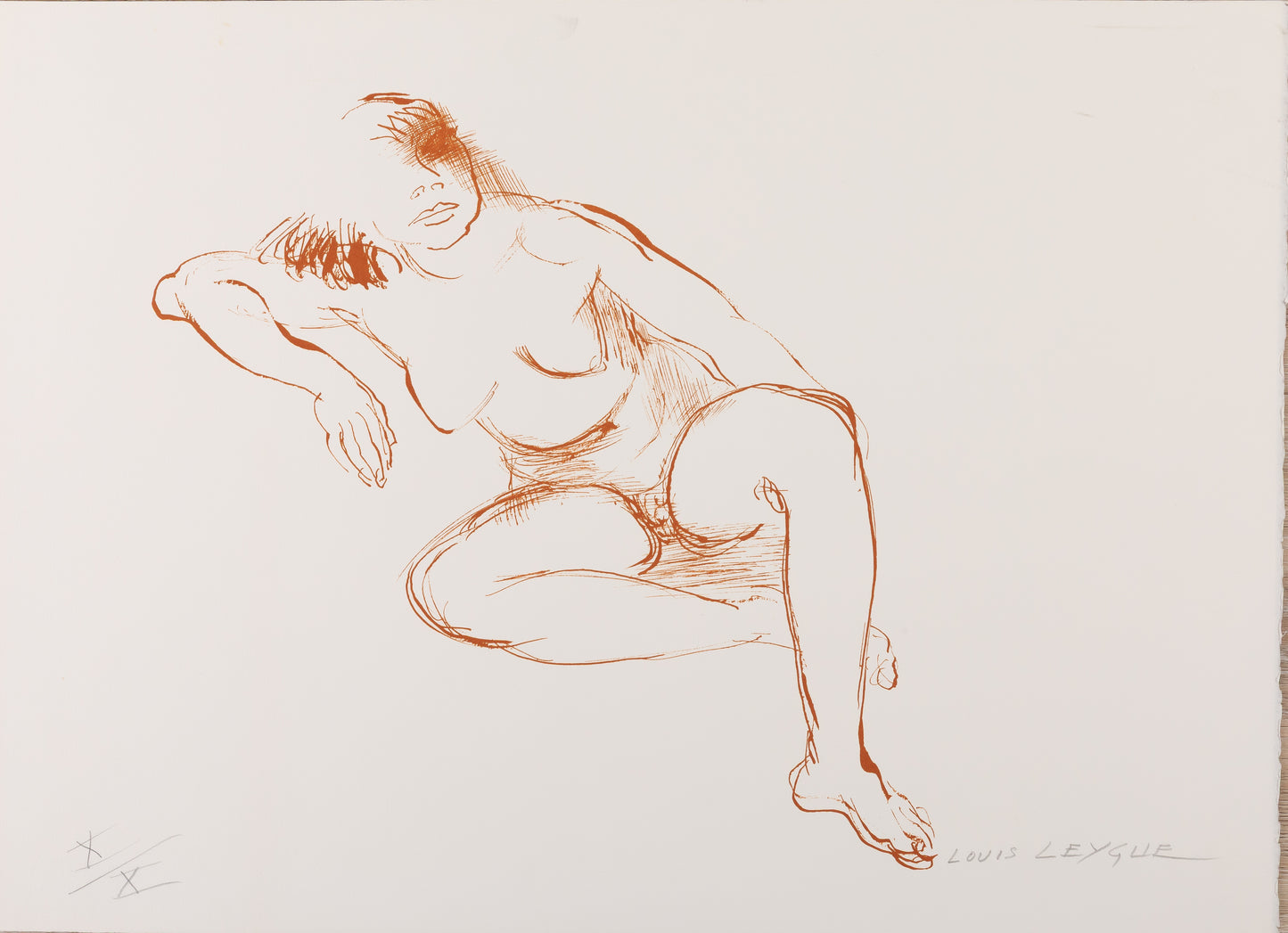 Louis LEYGUE : Nu assis - Lithographie originale signée