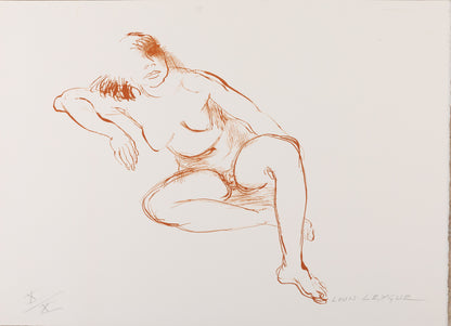 Louis LEYGUE : Nu assis - Lithographie originale signée