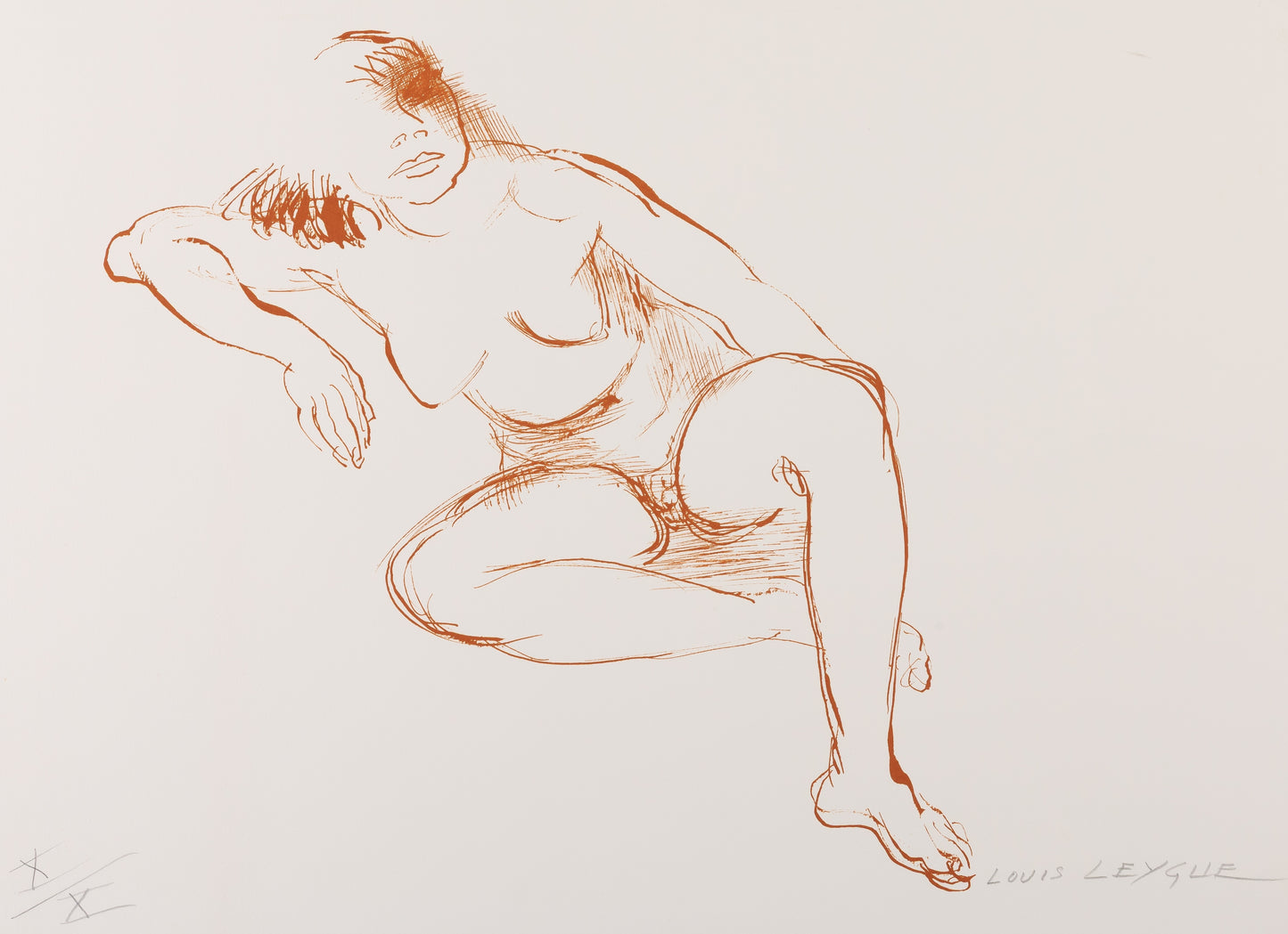 Louis LEYGUE : Nu assis - Lithographie originale signée
