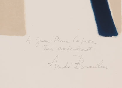 André BRASILIER : Jeune femme au miroir - Lithographie originale signée et dédicacée