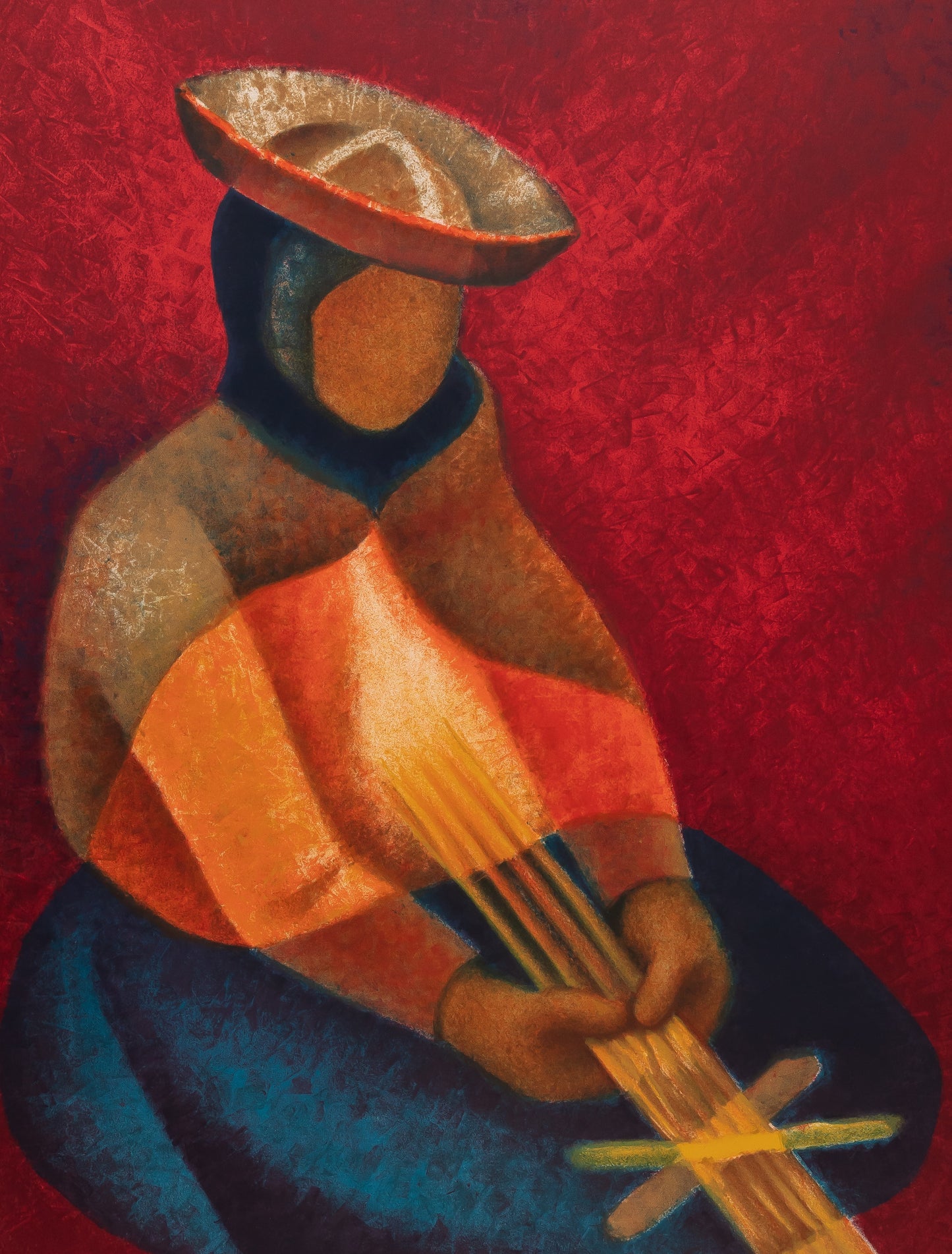 Louis TOFFOLI : Péruvienne qui tisse - Lithographie originale signée