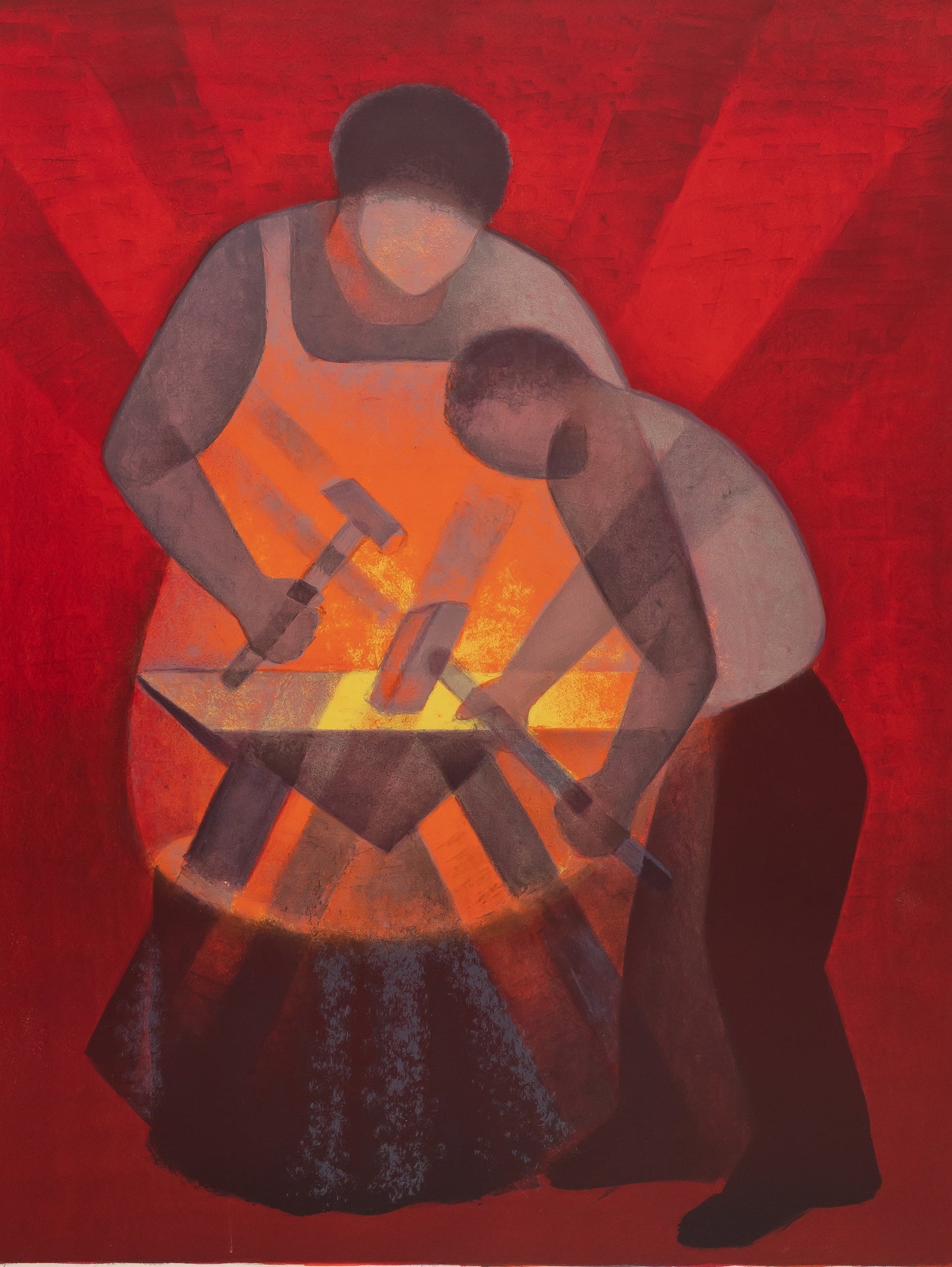 Louis TOFFOLI : L'apprenti forgeron - Lithographie originale signée