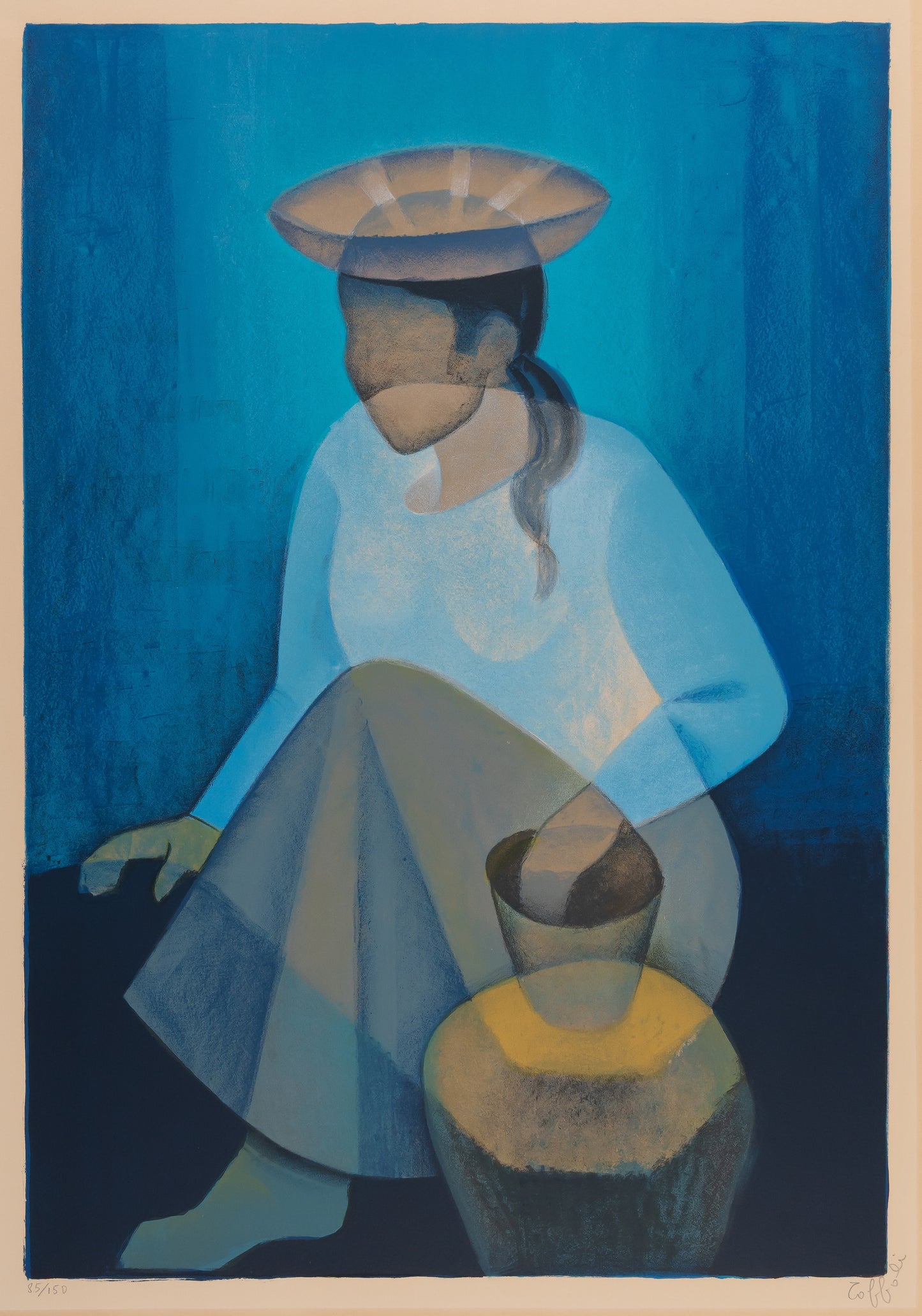 Louis TOFFOLI : Péruvienne à la potiche - Lithographie originale signée