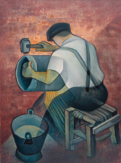 Louis TOFFOLI : Le ferblantier - Lithographie originale signée