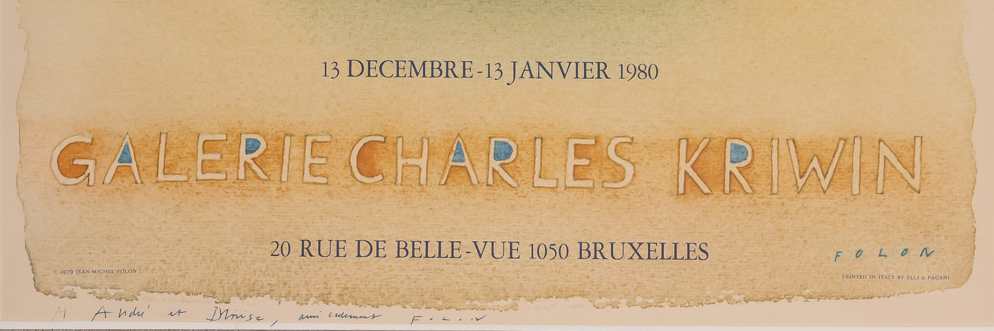 Jean Michel FOLON : Galerie Charles KRIWIN - Affiche originale signée et dédicacée