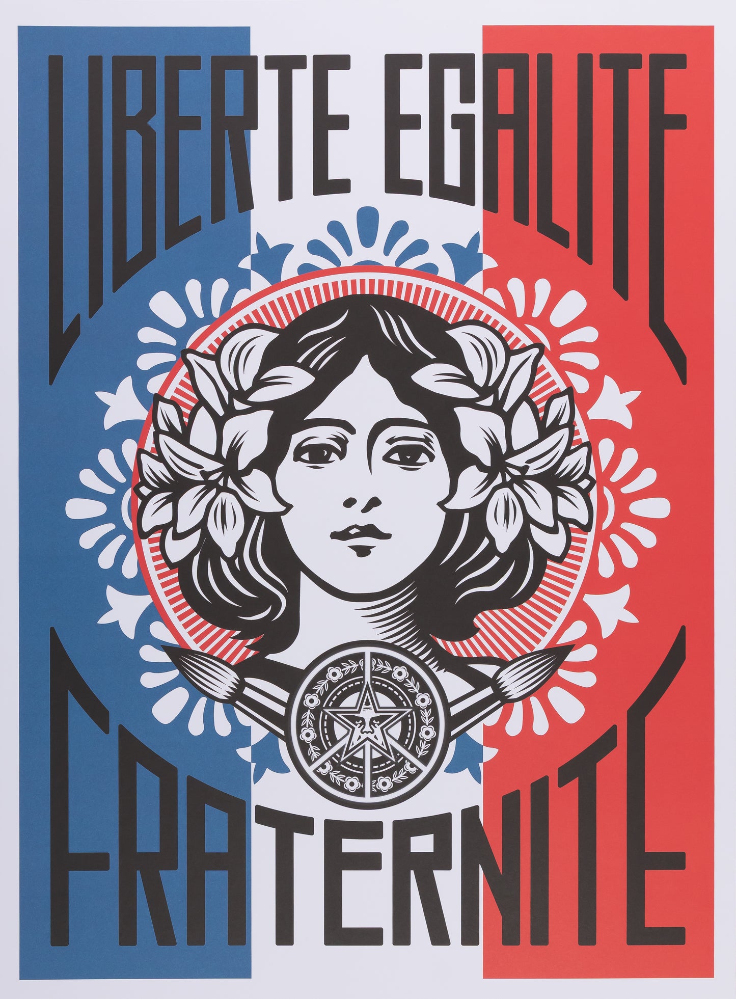Shepard FAIREY (OBEY) : Liberté Egalité Fraternité - Affiche en couleurs