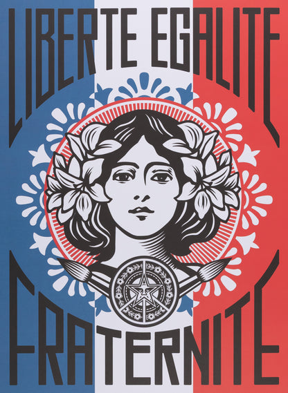 Shepard FAIREY (OBEY) : Liberté Egalité Fraternité - Affiche en couleurs