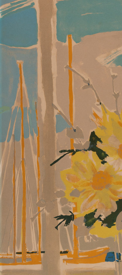 Michel HENRY : Bouquet de fleurs jaunes - Lithographie originale signée