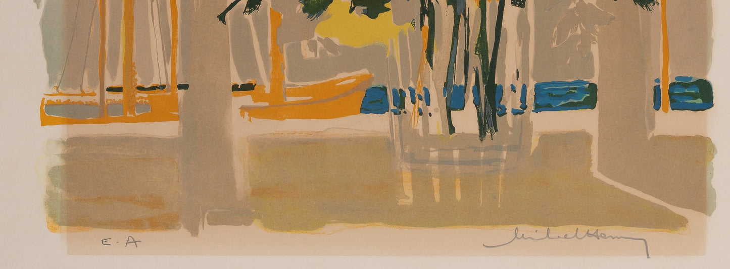 Michel HENRY : Bouquet de fleurs jaunes - Lithographie originale signée