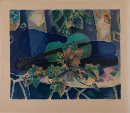 Tony AGOSTINI : Nature morte au violon - Lithographie originale signée