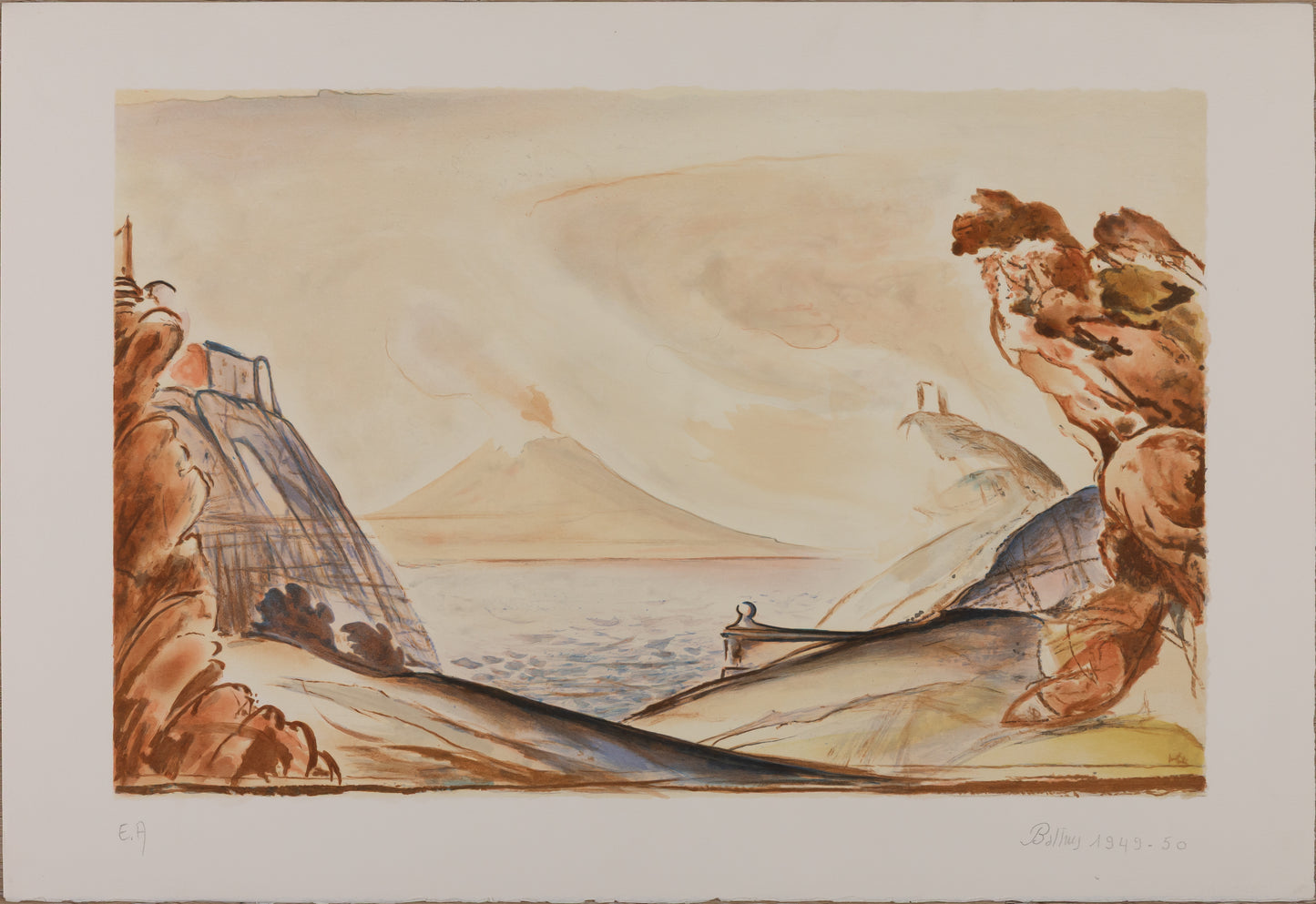 BALTHUS : Naples et le Vésuve - Lithographie originale signée