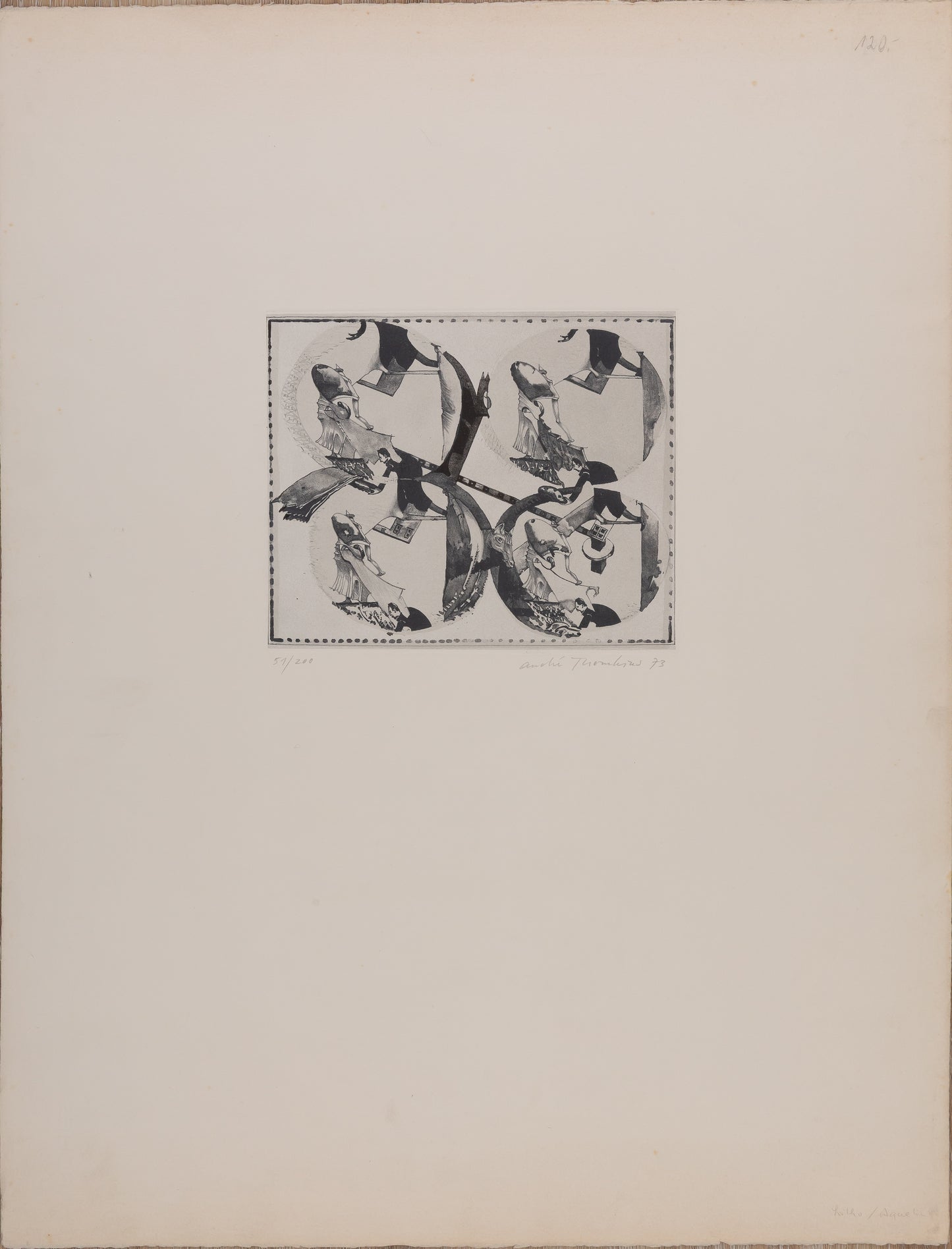 André THOMKINS : Quadroculiste - Aquatinte originale signée