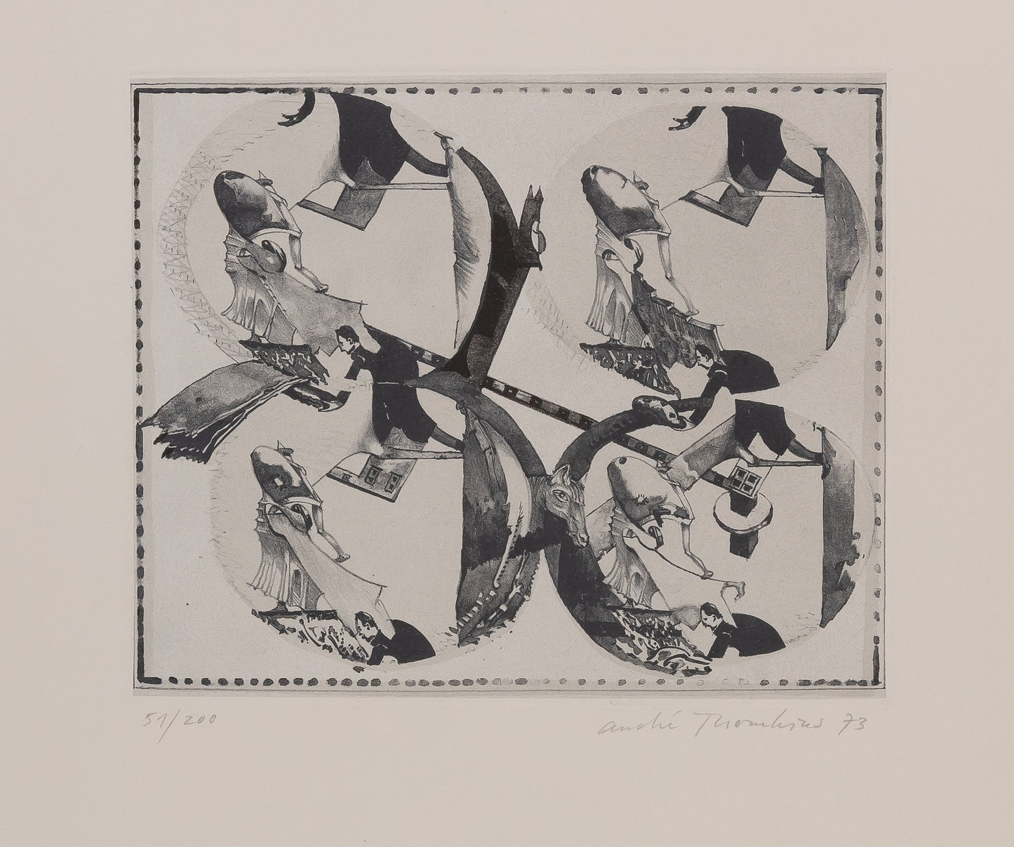 André THOMKINS : Quadroculiste - Aquatinte originale signée