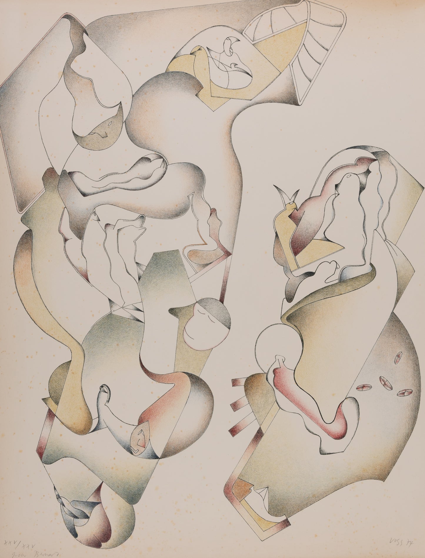 Jan VOSS : Composition - Lithographie originale signée