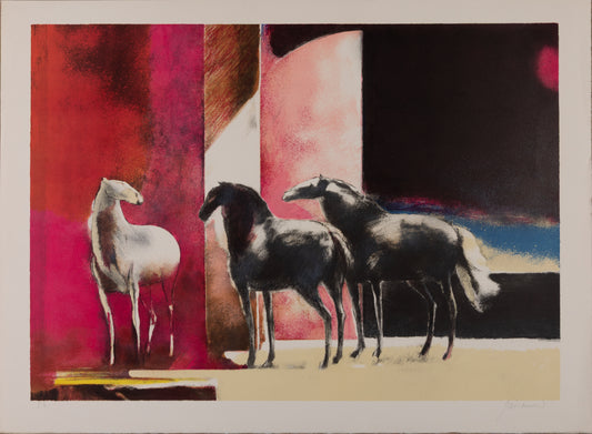 Paul GUIRAMAND : Chevaux - Lithographie originale signée