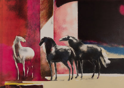 Paul GUIRAMAND : Chevaux - Lithographie originale signée
