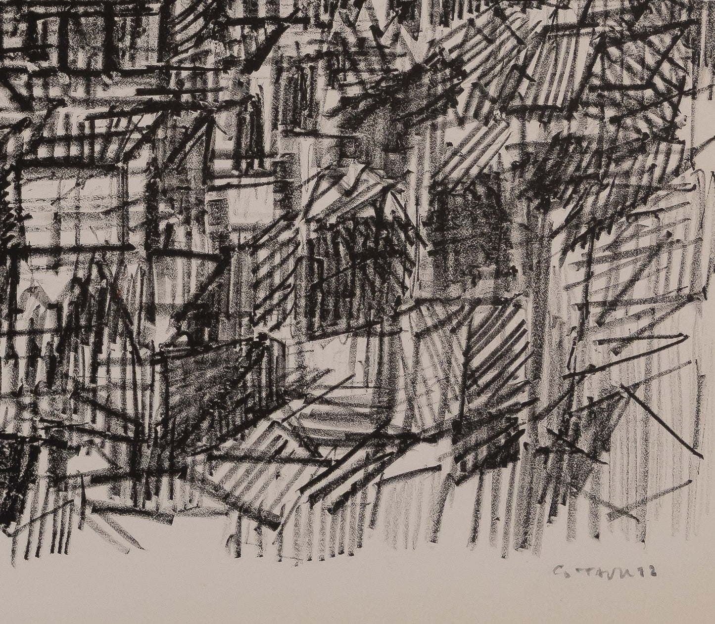 André COTTAVOZ : Sur les toits de Paris - Lithographie originale signée