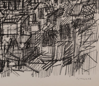 André COTTAVOZ : Sur les toits de Paris - Lithographie originale signée