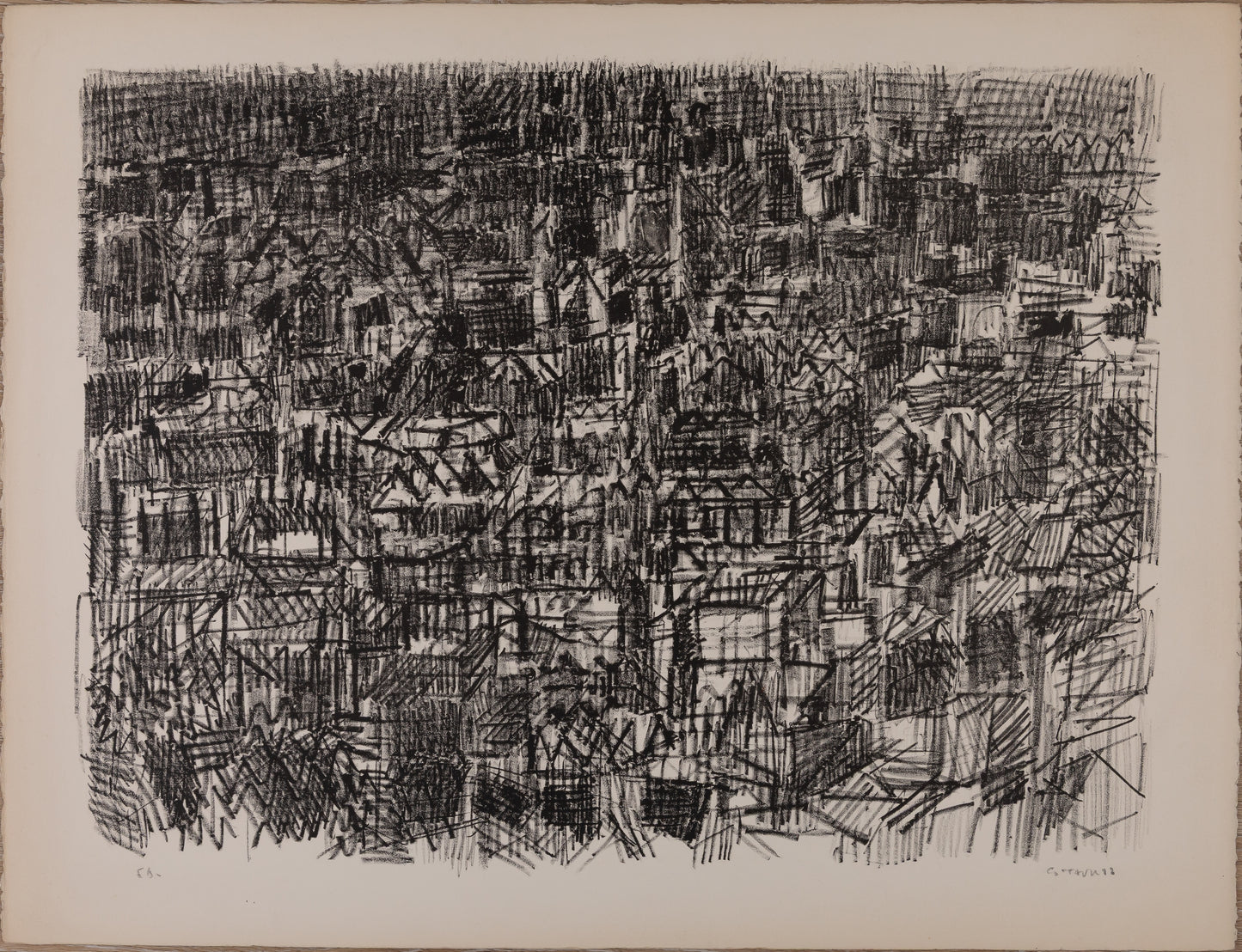 André COTTAVOZ : Sur les toits de Paris - Lithographie originale signée