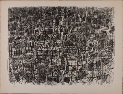 André COTTAVOZ : Sur les toits de Paris - Lithographie originale signée