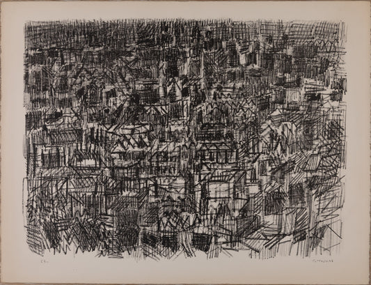 André COTTAVOZ : Sur les toits de Paris - Lithographie originale signée