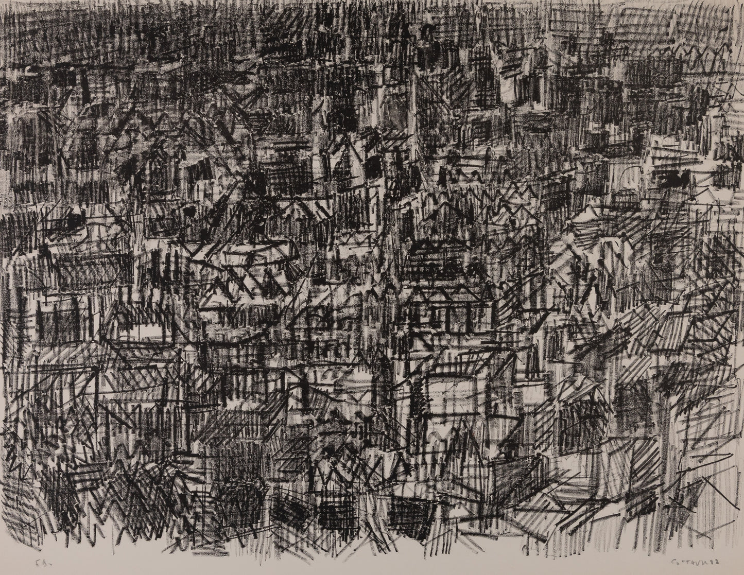 André COTTAVOZ : Sur les toits de Paris - Lithographie originale signée