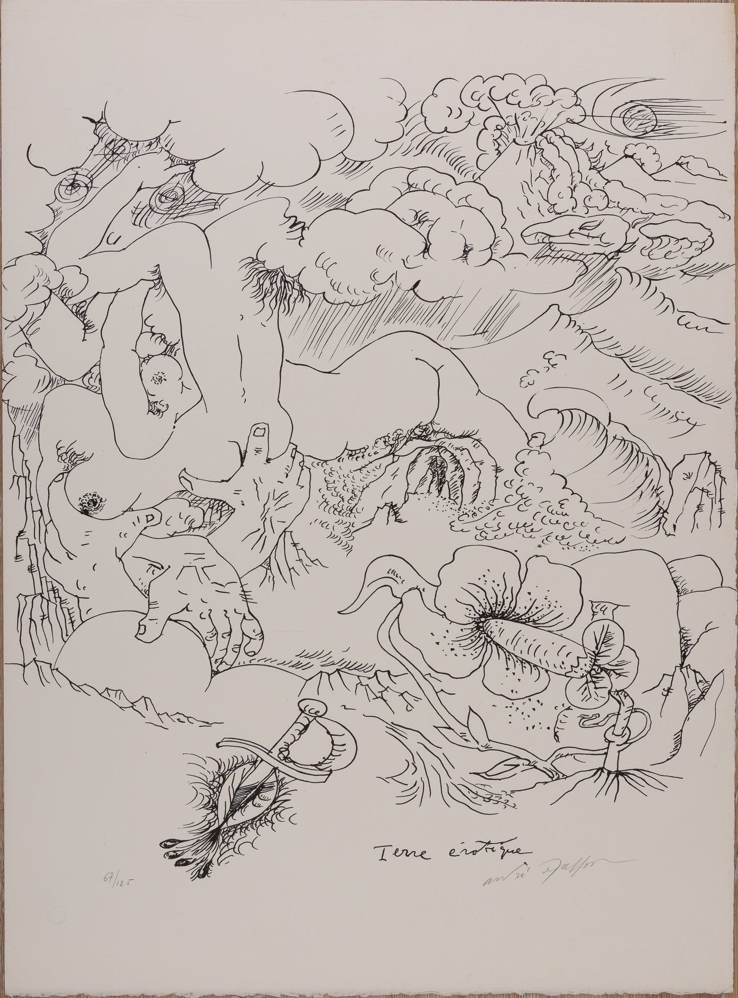 André MASSON : Terre Erotique - Lithographie originale signée