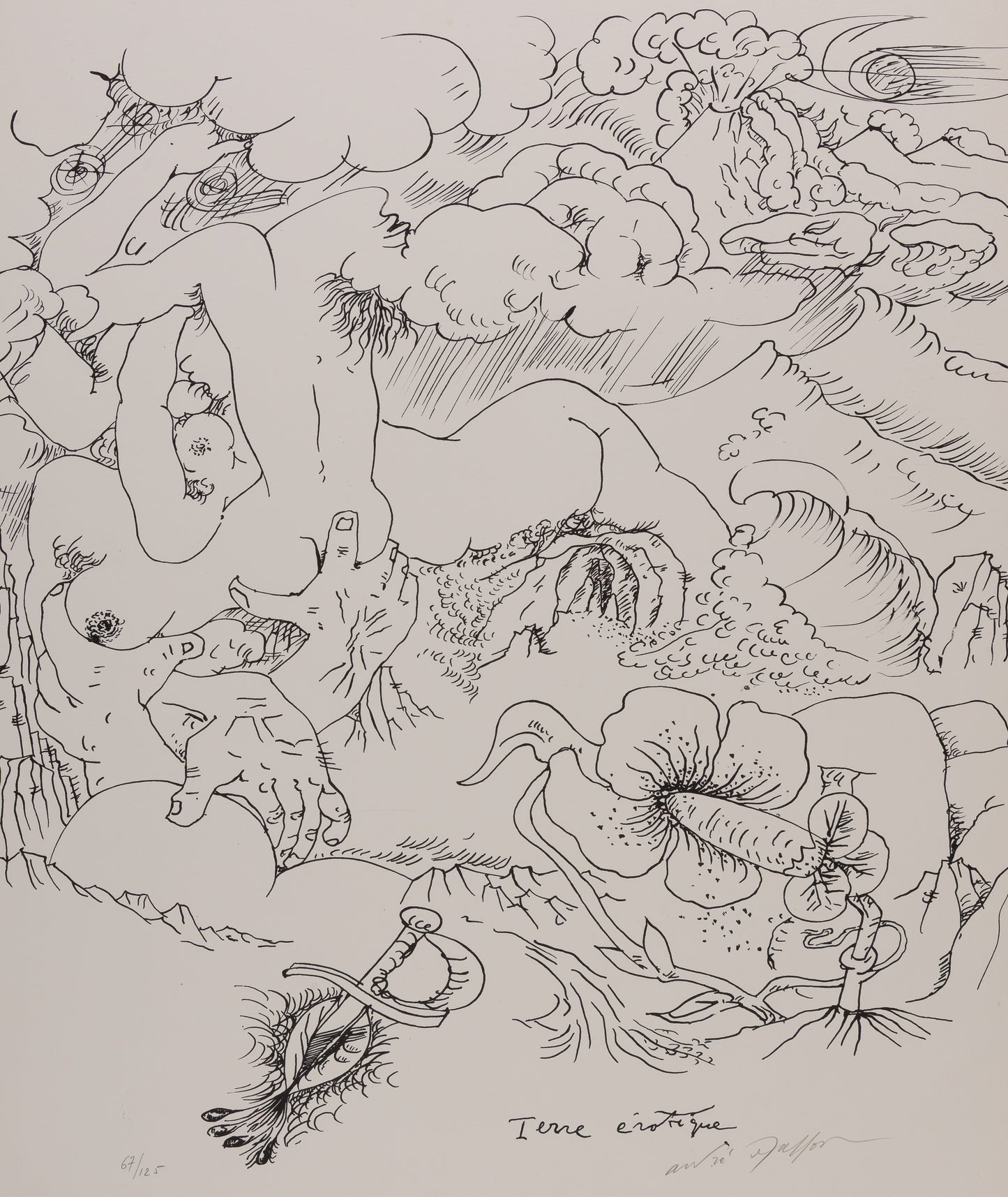 André MASSON : Terre Erotique - Lithographie originale signée