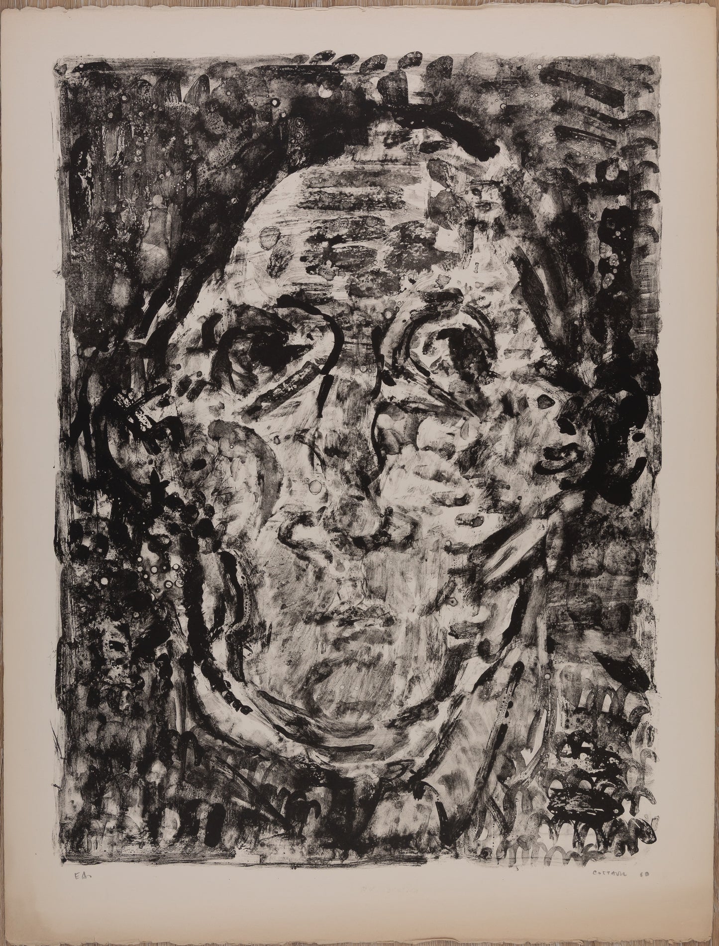 André COTTAVOZ : Visage féminin - Lithographie originale signée