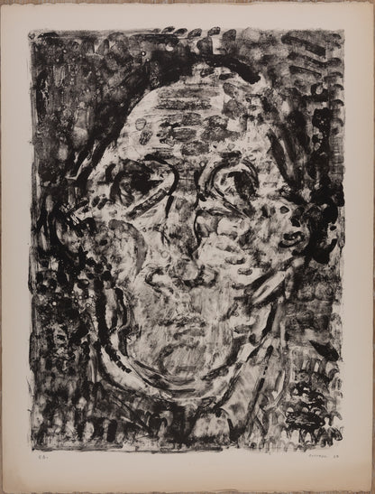 André COTTAVOZ : Visage féminin - Lithographie originale signée
