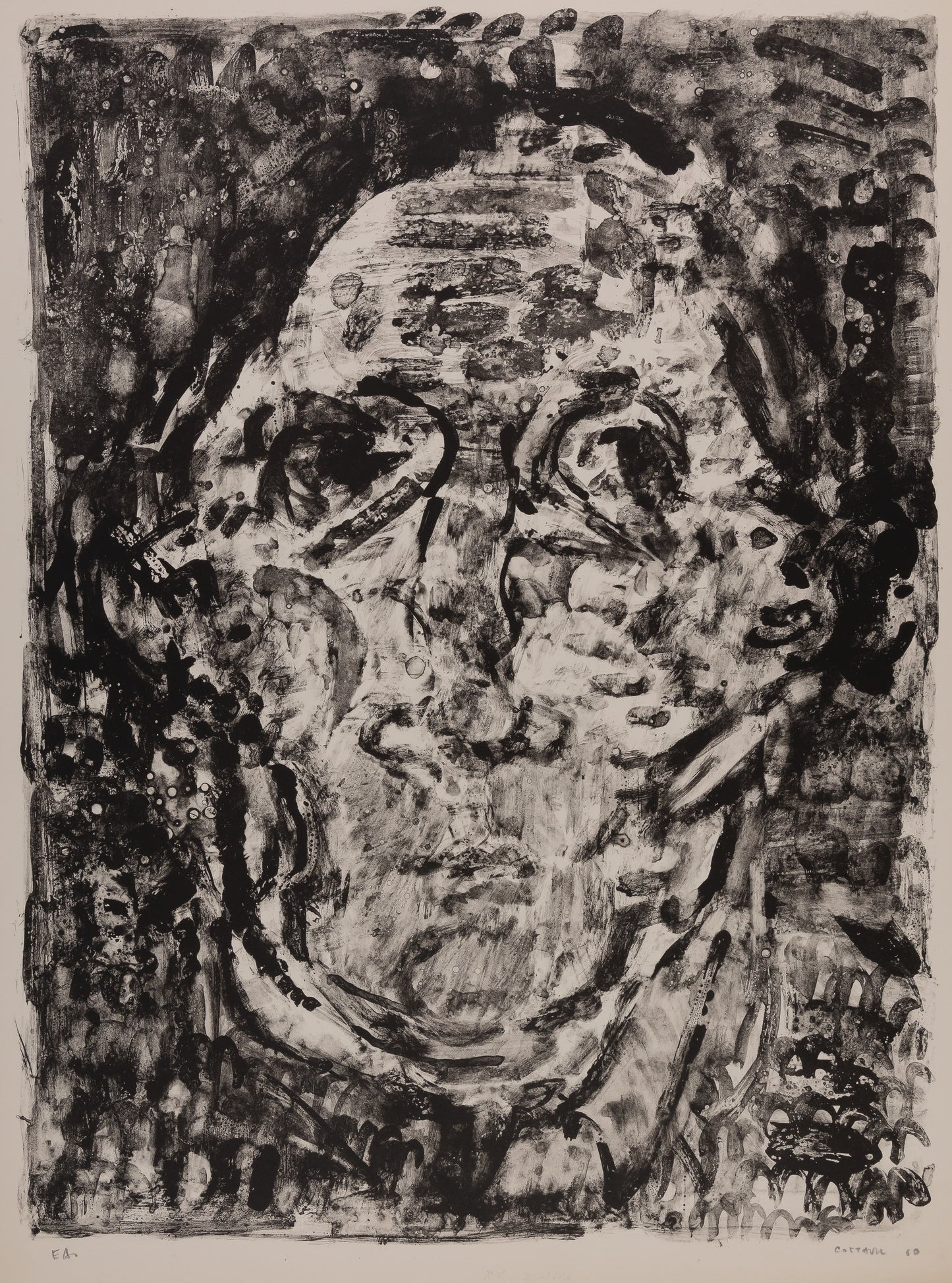André COTTAVOZ : Visage féminin - Lithographie originale signée
