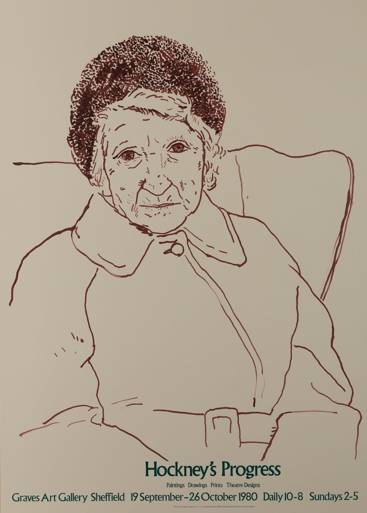 David HOCKNEY : The artist's mother - Affiche originale en couleurs