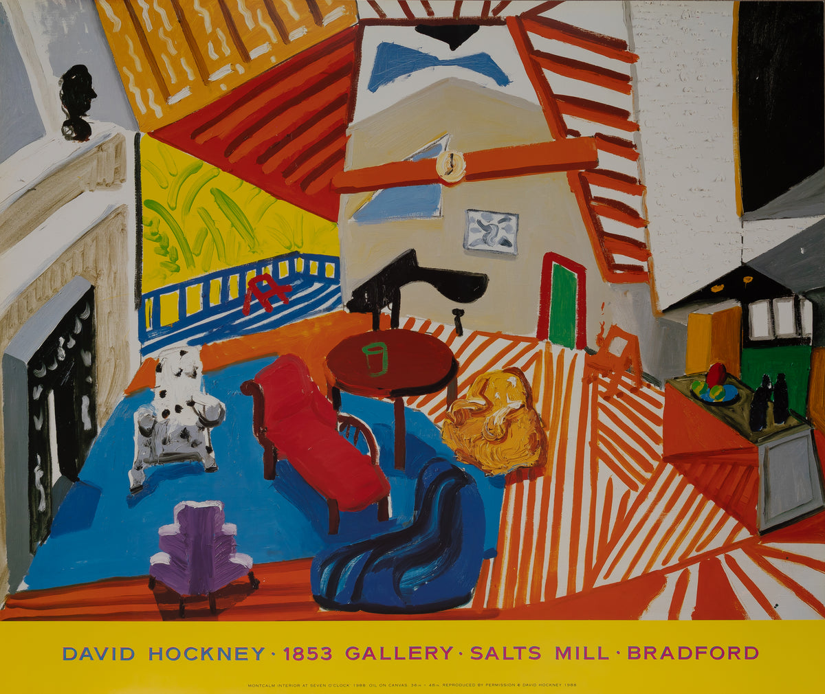 David HOCKNEY : Montcalm Interior at 7 o'clock - Affiche originale en couleurs