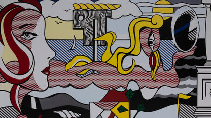 Roy LICHTENSTEIN : Figures in Landscape - Affiche originale en couleurs