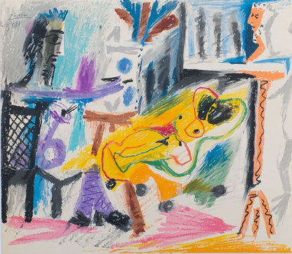 Pablo PICASSO : Le peintre et son modèle - Lithographie signée