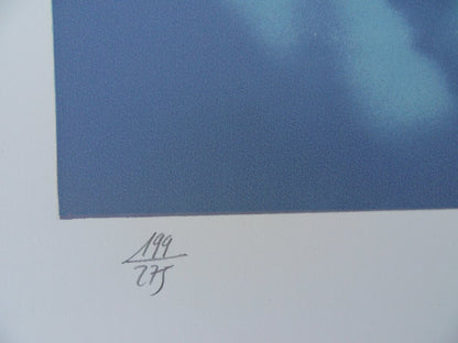 Michel BEZ : Les chevaux bleus - Lithographie originale signée