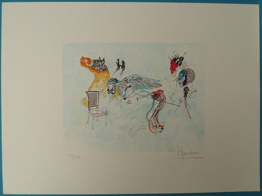 François BOUCHEIX : Le Carnaval Surréaliste - Lithographie originale signée