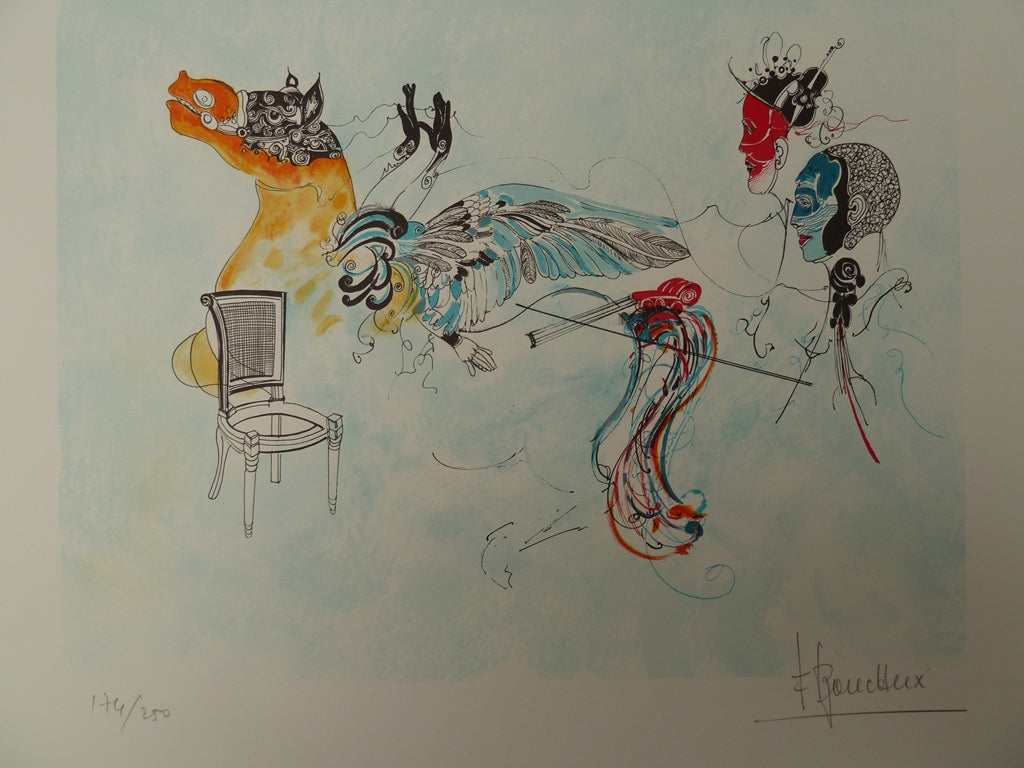 François BOUCHEIX : Le Carnaval Surréaliste - Lithographie originale signée
