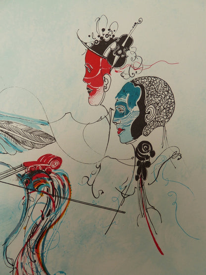 François BOUCHEIX : Le Carnaval Surréaliste - Lithographie originale signée