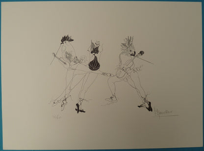 François BOUCHEIX : Les Coqs Musiciens - Lithographie originale signée