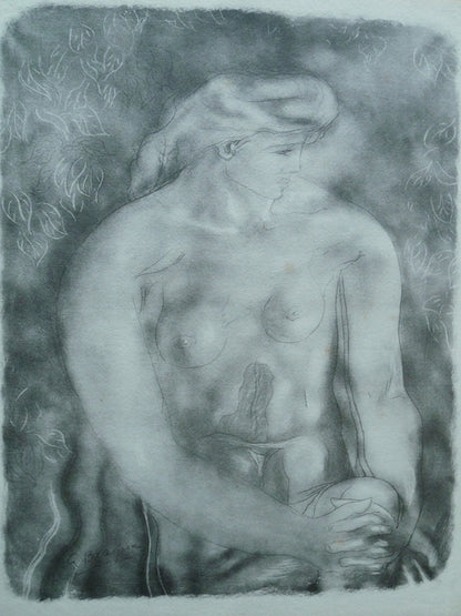 Georges BRAQUE : Modèle nu aux feuilles - Lithographie originale signée