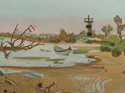 Yves BRAYER : Barque au petit Rhône- Lithographie originale signée