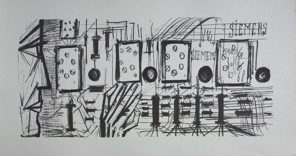 Bernard BUFFET : L'ordinateur SIEMENS - Lithographie signée