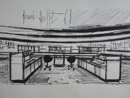 Bernard BUFFET : Le centre de contrôle - Lithographie signée