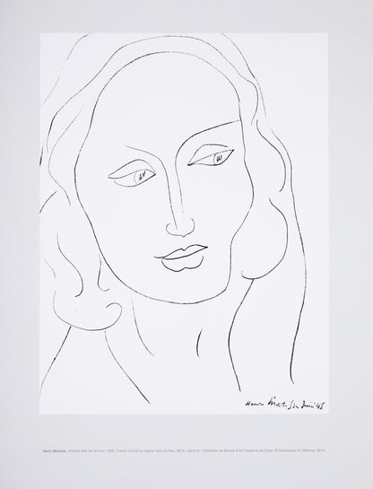 Henri MATISSE : Grande tête de femme - Affiche signée