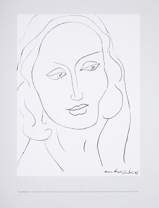 Henri MATISSE : Grande tête de femme - Affiche signée