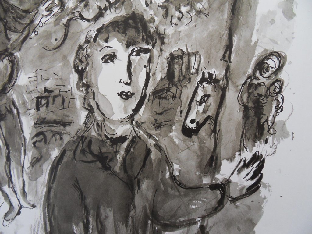 Marc CHAGALL : Le peintre dans l'atelier à Paris - Affiche originale signée