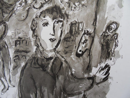 Marc CHAGALL : Le peintre dans l'atelier à Paris - Affiche originale signée